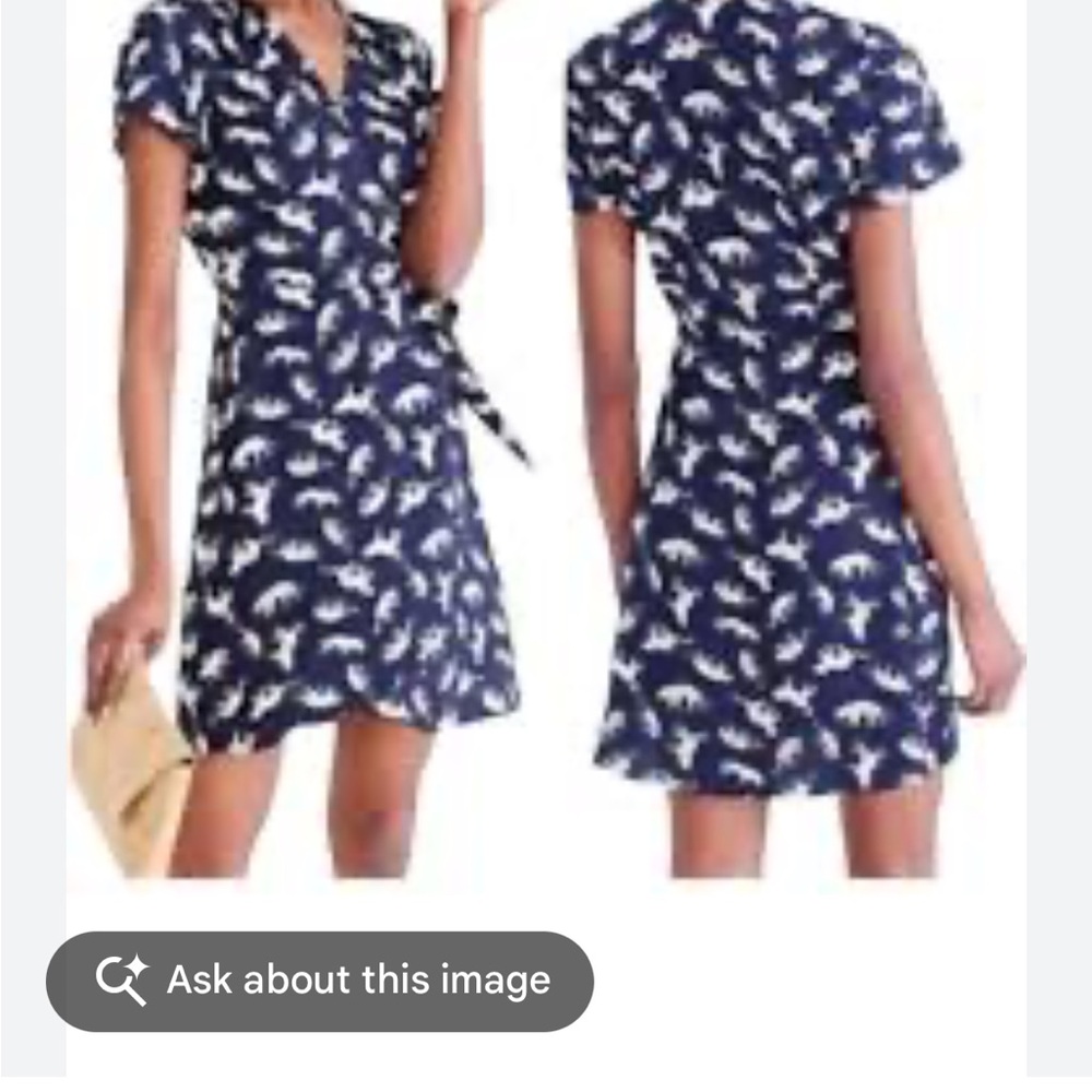 J. Crew Navy and White Patterned Mini Dress
